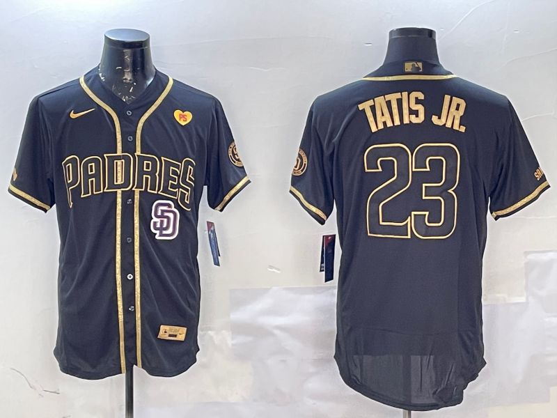 Men San Diego Padres #23 Tatis jr Black Gold Elite 2025 Nike MLB Jersey style 12->san diego padres->MLB Jersey